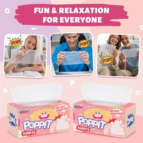 Pop Sheets for Stress Relief, 25 Sheets Bubble Popper Wrap Fidget Sensory Toys for Christmas White Elephant Gag Gifts (White-Heart, 25 Sheets) in Saudi Arabia