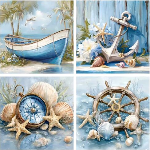 gganmtere 4 Packs Beach Scenery Diamond Art Painting Kits for Adults,Summer Diamond Painting Kit Beginners,5D Full Drill Diamond Dot,Gem Art Adult Home Wall Decor 12x12inch in Saudi Arabia
