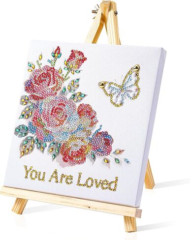 Ludeanetti Framed Diamond Art Kit for Adults 8"x8"Diamond Painting with Stand 5D Special Shaped Drills Small Desktop Diamond Painting Art Kit Ornament for Woman in Saudi Arabia