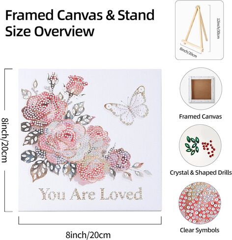 Ludeanetti Framed Diamond Art Kit for Adults 8"x8"Diamond Painting with Stand 5D Special Shaped Drills Small Desktop Diamond Painting Art Kit Ornament for Woman in Saudi Arabia