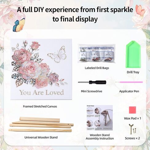 Ludeanetti Framed Diamond Art Kit for Adults 8"x8"Diamond Painting with Stand 5D Special Shaped Drills Small Desktop Diamond Painting Art Kit Ornament for Woman in Saudi Arabia