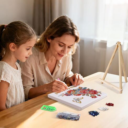 Ludeanetti Framed Diamond Art Kit for Adults 8"x8"Diamond Painting with Stand 5D Special Shaped Drills Small Desktop Diamond Painting Art Kit Ornament for Woman in Saudi Arabia