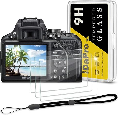 Screen Protector for Nikon D3500 D3400 D3300 D3200 D3100 & Hand Lanyard [3+1 Pack] ， iDaPro Tempered Glass Easy Installation in Saudi Arabia