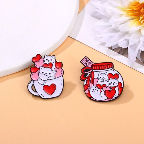 4 Pcs Cute Cat Enamel Pin Set Cute Kawaii Cat Brooches for Backpack Hat Jackets Bag Clothes Accessories Men Women Gifts in Kuwait