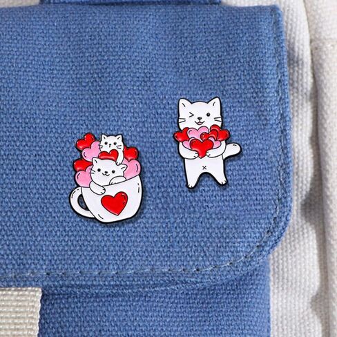4 Pcs Cute Cat Enamel Pin Set Cute Kawaii Cat Brooches for Backpack Hat Jackets Bag Clothes Accessories Men Women Gifts in Kuwait