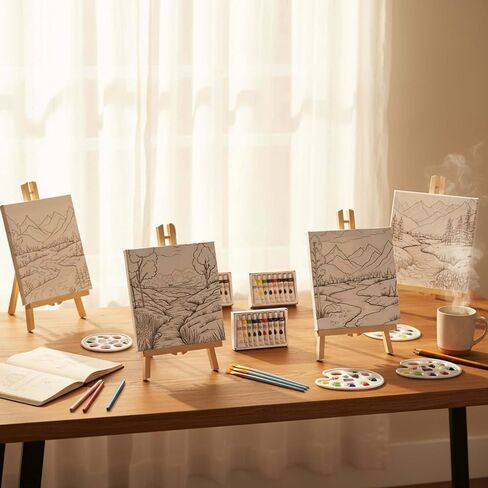 Paint Party Kits for Adults - Sip and Paint Kit for Adults, 4 Canvases 10x10 in, Paints, Easels, Brushes and Palettes, Painting Kits with Pre Drawn Canvas, Girls Night, Paint with a Twist in Saudi Arabia