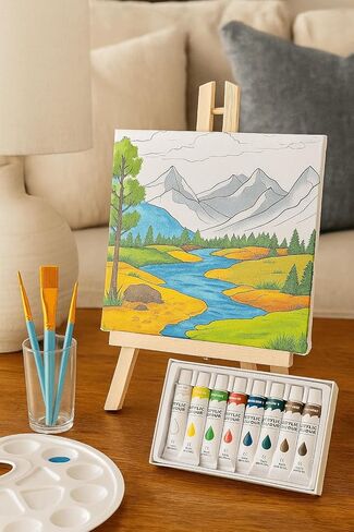 Paint Party Kits for Adults - Sip and Paint Kit for Adults, 4 Canvases 10x10 in, Paints, Easels, Brushes and Palettes, Painting Kits with Pre Drawn Canvas, Girls Night, Paint with a Twist in Saudi Arabia