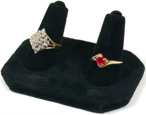 FindingKing Double Ring Finger Display Black Velvet Jewelry Case in Saudi Arabia