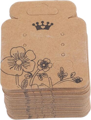 VILLFUL Earring Display Cards Vintage Kraft Paper with Pre-Cut Holes and Earring Backs 2.04X1.69In Jewelry Packaging Cards for Retail Display and Storage in Saudi Arabia