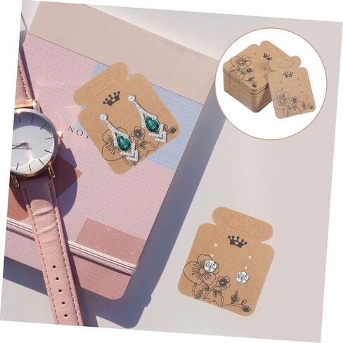 VILLFUL Earring Display Cards Vintage Kraft Paper with Pre-Cut Holes and Earring Backs 2.04X1.69In Jewelry Packaging Cards for Retail Display and Storage in Saudi Arabia