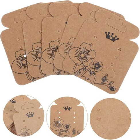 VILLFUL Earring Display Cards Vintage Kraft Paper with Pre-Cut Holes and Earring Backs 2.04X1.69In Jewelry Packaging Cards for Retail Display and Storage in Saudi Arabia
