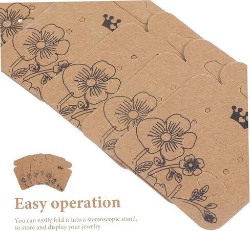 VILLFUL Earring Display Cards Vintage Kraft Paper with Pre-Cut Holes and Earring Backs 2.04X1.69In Jewelry Packaging Cards for Retail Display and Storage in Saudi Arabia