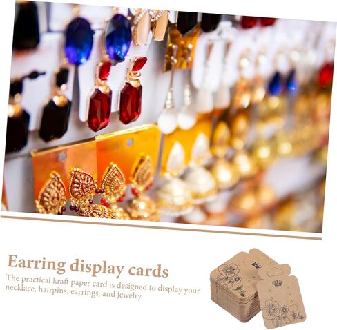 VILLFUL Earring Display Cards Vintage Kraft Paper with Pre-Cut Holes and Earring Backs 2.04X1.69In Jewelry Packaging Cards for Retail Display and Storage in Saudi Arabia