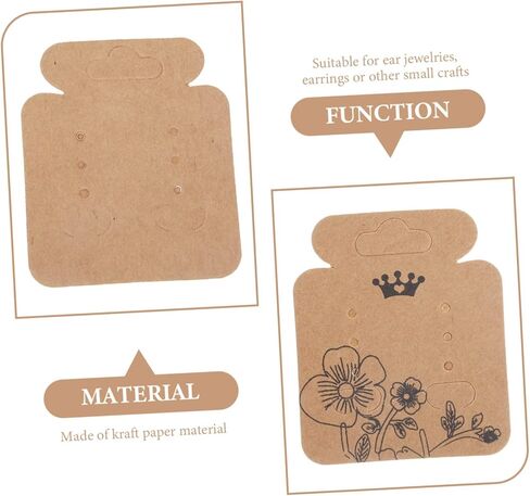 VILLFUL Earring Display Cards Vintage Kraft Paper with Pre-Cut Holes and Earring Backs 2.04X1.69In Jewelry Packaging Cards for Retail Display and Storage in Saudi Arabia