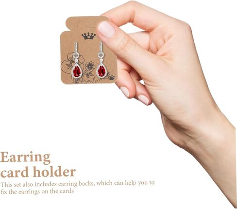 VILLFUL Earring Display Cards Vintage Kraft Paper with Pre-Cut Holes and Earring Backs 2.04X1.69In Jewelry Packaging Cards for Retail Display and Storage in Saudi Arabia