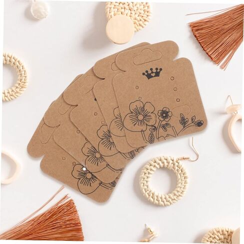 VILLFUL Earring Display Cards Vintage Kraft Paper with Pre-Cut Holes and Earring Backs 2.04X1.69In Jewelry Packaging Cards for Retail Display and Storage in Saudi Arabia
