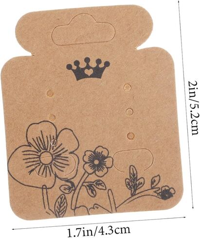 VILLFUL Earring Display Cards Vintage Kraft Paper with Pre-Cut Holes and Earring Backs 2.04X1.69In Jewelry Packaging Cards for Retail Display and Storage in Saudi Arabia