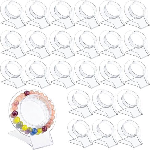 Acrux7 24 Pack Acrylic Bracelet Display Stands, Clear Single Bracelet Holder Stands Organizer for Home, Store, Retail, Vendor, Showcase in Saudi Arabia