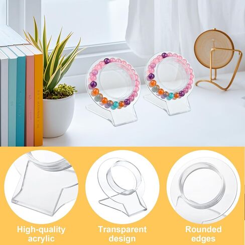 Acrux7 24 Pack Acrylic Bracelet Display Stands, Clear Single Bracelet Holder Stands Organizer for Home, Store, Retail, Vendor, Showcase in Saudi Arabia