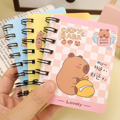 3Pcs Mixed Color Cute Capybara Notebook, Cartoon Animal Notepads, Hand Ledger Coil Book, Stationery Supplies in Saudi Arabia