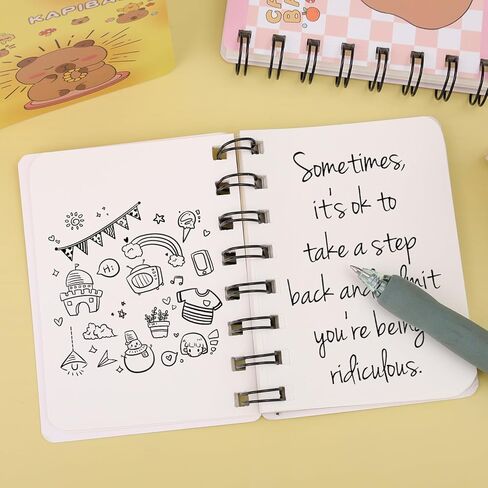 3Pcs Mixed Color Cute Capybara Notebook, Cartoon Animal Notepads, Hand Ledger Coil Book, Stationery Supplies in Saudi Arabia