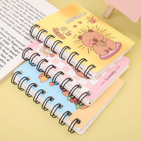 3Pcs Mixed Color Cute Capybara Notebook, Cartoon Animal Notepads, Hand Ledger Coil Book, Stationery Supplies in Saudi Arabia
