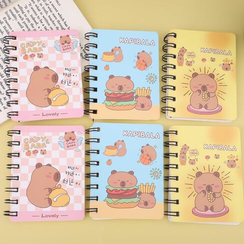 3Pcs Mixed Color Cute Capybara Notebook, Cartoon Animal Notepads, Hand Ledger Coil Book, Stationery Supplies in Saudi Arabia