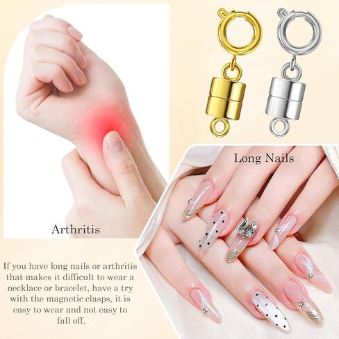 6 عبوات من المشابك والإغلاقات المغناطيسية للقلادات، محولات مشابك مجوهرات مطلية بالذهب والفضة عيار 18 قيراط، مناسبة لسلاسل السوار والقلائد والخلخال، ذهبي وفضي in Kuwait