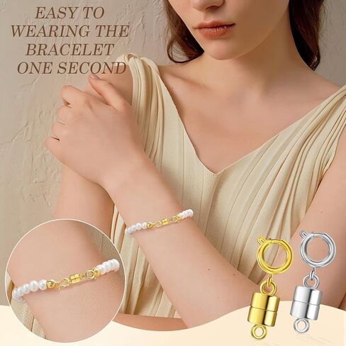 6 عبوات من المشابك والإغلاقات المغناطيسية للقلادات، محولات مشابك مجوهرات مطلية بالذهب والفضة عيار 18 قيراط، مناسبة لسلاسل السوار والقلائد والخلخال، ذهبي وفضي in Kuwait