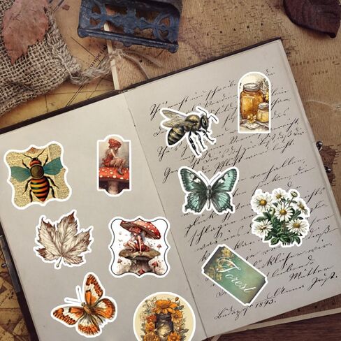 50Pcs Waterproof Vintage Stickers, Scrapbooking Supplies Kit,Aesthetic Decorative Craft Sticker for Planner, Bullet Journaling, Junk Journal, Water Bottles, Laptop, Retro Craft.Butterfly in Saudi Arabia