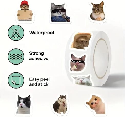 500 قطعة من ملصقات Cat Meme، ملصقات حيوانات لطيفة من الفينيل مقاومة للماء، مجموعة ملصقات مضحكة للقطط للكمبيوتر المحمول، سجل القصاصات، الزجاجات، المجلات، الحرف اليدوية (10 أنماط) in Saudi Arabia