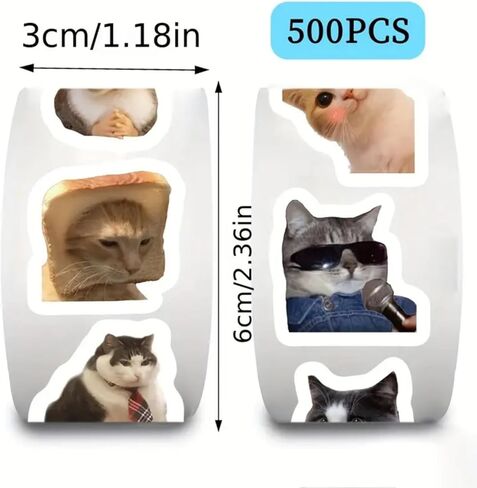 500 قطعة من ملصقات Cat Meme، ملصقات حيوانات لطيفة من الفينيل مقاومة للماء، مجموعة ملصقات مضحكة للقطط للكمبيوتر المحمول، سجل القصاصات، الزجاجات، المجلات، الحرف اليدوية (10 أنماط) in Saudi Arabia