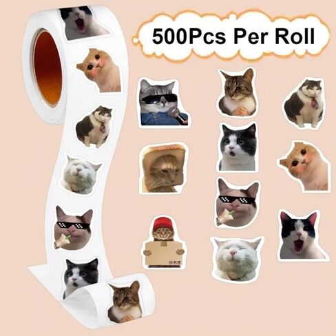 500 قطعة من ملصقات Cat Meme، ملصقات حيوانات لطيفة من الفينيل مقاومة للماء، مجموعة ملصقات مضحكة للقطط للكمبيوتر المحمول، سجل القصاصات، الزجاجات، المجلات، الحرف اليدوية (10 أنماط) in Saudi Arabia