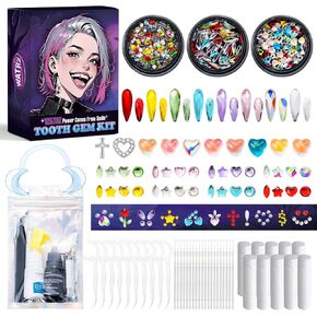 مجموعة WATRZ Vampire Fang Tooth Gem Kit مع 475 جوهرة تتضمن مجموعة أحجار كريمة من الكريستال على شكل أوبال ودمعة على شكل ناب لمجوهرات أسنان مصاصي الدماء DIY (مصاص الدماء) in Kuwait