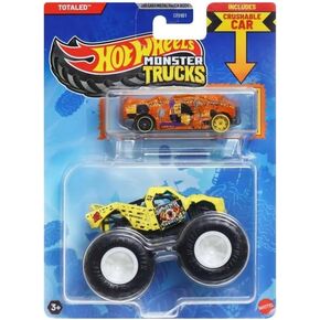 Hot Wheels Monster Trucks Totaled Series with Crushable Car, Die-Cast Vehicle, 1:64 Scale in Kuwait