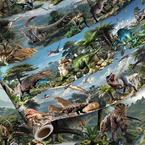 Pajean Dinosaur Wrapping Paper Roll - 33 Ft x 17 Inch Realistic Style Dinosaurs Large Wrapping Paper for Birthday Baby Shower Party Decoration Favors Gifts Packing Supplies in Saudi Arabia