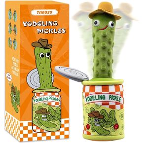 Timozo Yodeling Pickle, Talking Yodeling Toy Repeats What You Say, Singing Pickle Plush Toys - Rechargeable Twisted Mimicking Toy Singing Dance, Funny Prank Novelty Gag Gift for Adults & Kids in Saudi Arabia