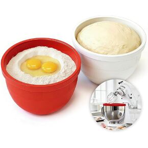 وعاء سيليكون قابل للطي لخلاط المطبخ 5 كوارت - سجادات بطانة غير لاصقة قابلة للطي لسهولة التخزين والخبز والخلط، ومقاومة للحرارة وآمنة للاستخدام في غسالة الأطباق in Kuwait