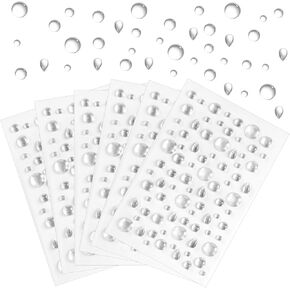 6 Sheets Clear Dewdrop Stickers, Self-Adhesive Water Droplets Stickers Embellishments Round Waterdrop Resin Beads for DIY Scrapbooking Card Making Supplies Crafts Cell Phone Case Clear in Saudi Arabia