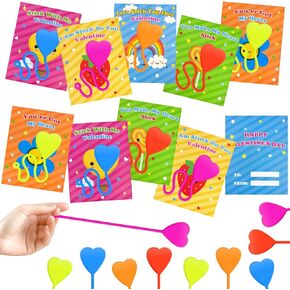 Valentines Day Cards with Hearts Sticky Hand Toys for Kids Class,28 Pack Valentine Exchange Cards & Slappy Sticky Hands Gifts for Preschool,Non Candy Party Favors,Classroom Treats Prizes for Boys Girl in Kuwait