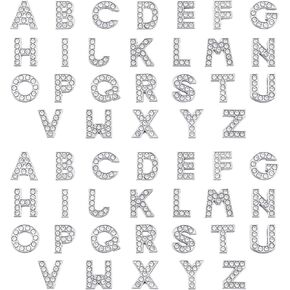 52Pcs A-Z Rhinestone Silver Letter Charms,Alphabet Junk Case Charms for Jewelry Making Phone Case Shoes DIY Bracelet Charm Supplies in Kuwait