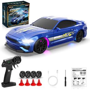 سيارة الانجراف 1/43 RC، سيارة انجراف صغيرة تعمل بالتحكم عن بعد مع جيروسكوب 2.4 جيجا هرتز سيارات الانجراف النسبية الكاملة 4WD RTR سيارات التحكم عن بعد مع أضواء ملونة عالية السرعة سيارة سباق سريعة هدية للأطفال الأولاد البالغين in Kuwait