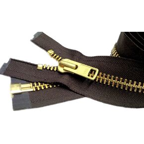 ZipperStop Wholesale Authorized Distributor YKK® 25" Extra Heavy Duty Jacket Zipper (Special Custom) YKK #10 Brass Separating ~ Color 570 Sept. Brown (1 Zipper/pack) in Saudi Arabia