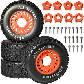 4PCS 1/10 RC Short Course Truck Tires, All-Terrain Rubber Tires and Nylon Wheels with 12mm/17mm Hex Compatible with 1/10 Traxxas Slash 2WD 4x4 Arrma Senton Axial Losi Redcat, Black in Saudi Arabia