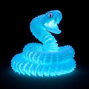 3D Printed Blue Viper Snake with Fangs,23" Glow in the Dark Articulated Reptile Sculpture,Open Mouth snake, Unique Desk Decor & Fidget Gift for Adult Collectors (PLA Eco-Friendly Material) in Saudi Arabia