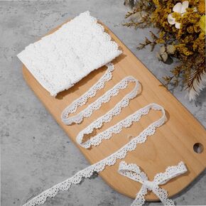 15 Yards White Lace Ribbon, Crocheted Lace Trim for Sewing, Vintage Scalloped Edge Lac Ribbons for Crafts, Gift Wrapping, DIY Sew Making, Bridal Christmas Supply, Wedding Bouquet (0.55" Wide) in Kuwait