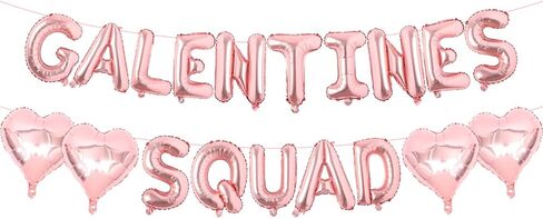 ديكورات يوم Galentines - لافتة بالونات فرقة Galentines Squad بحروف وردية مقاس 40.64 سم - بالونات قلب وردي لديكورات عيد الحب - أصدقاء النساء ديكورات عيد الحب للحفلات in Kuwait