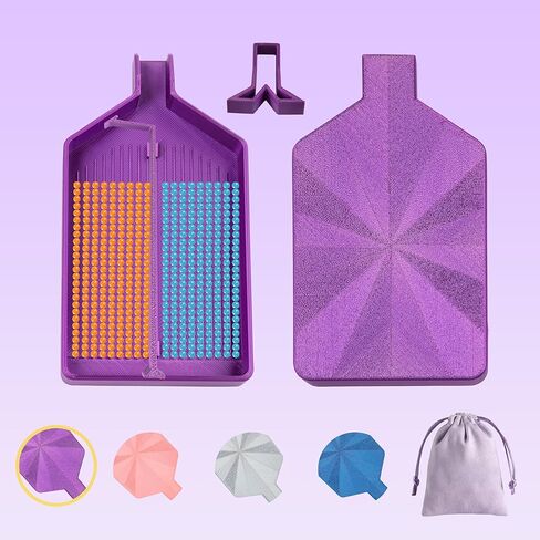 Diamond Art Trays with Lids, Multi-Color Partitioned Diamond Painting Tray, Suitable for 5D Diamond Dots, Silky Violet in Kuwait