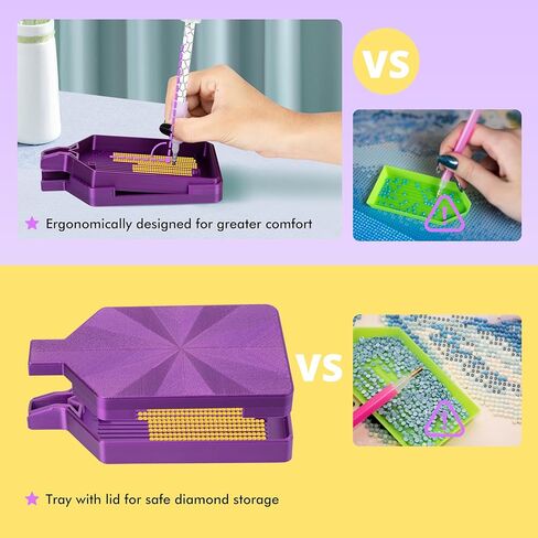 Diamond Art Trays with Lids, Multi-Color Partitioned Diamond Painting Tray, Suitable for 5D Diamond Dots, Silky Violet in Kuwait