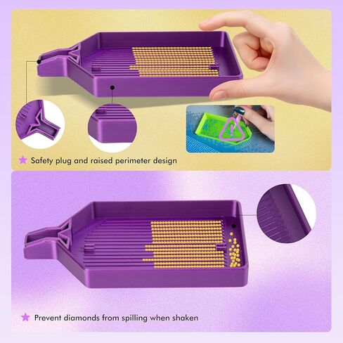 Diamond Art Trays with Lids, Multi-Color Partitioned Diamond Painting Tray, Suitable for 5D Diamond Dots, Silky Violet in Kuwait